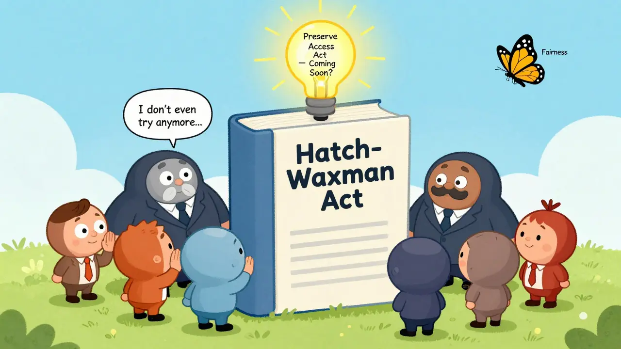 Tiny generic companies gather around the Hatch-Waxman rulebook, one whispering in doubt as hope flies toward the horizon.