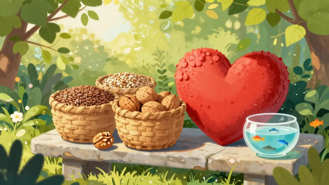 Garden basket with seeds and red heart symbol.